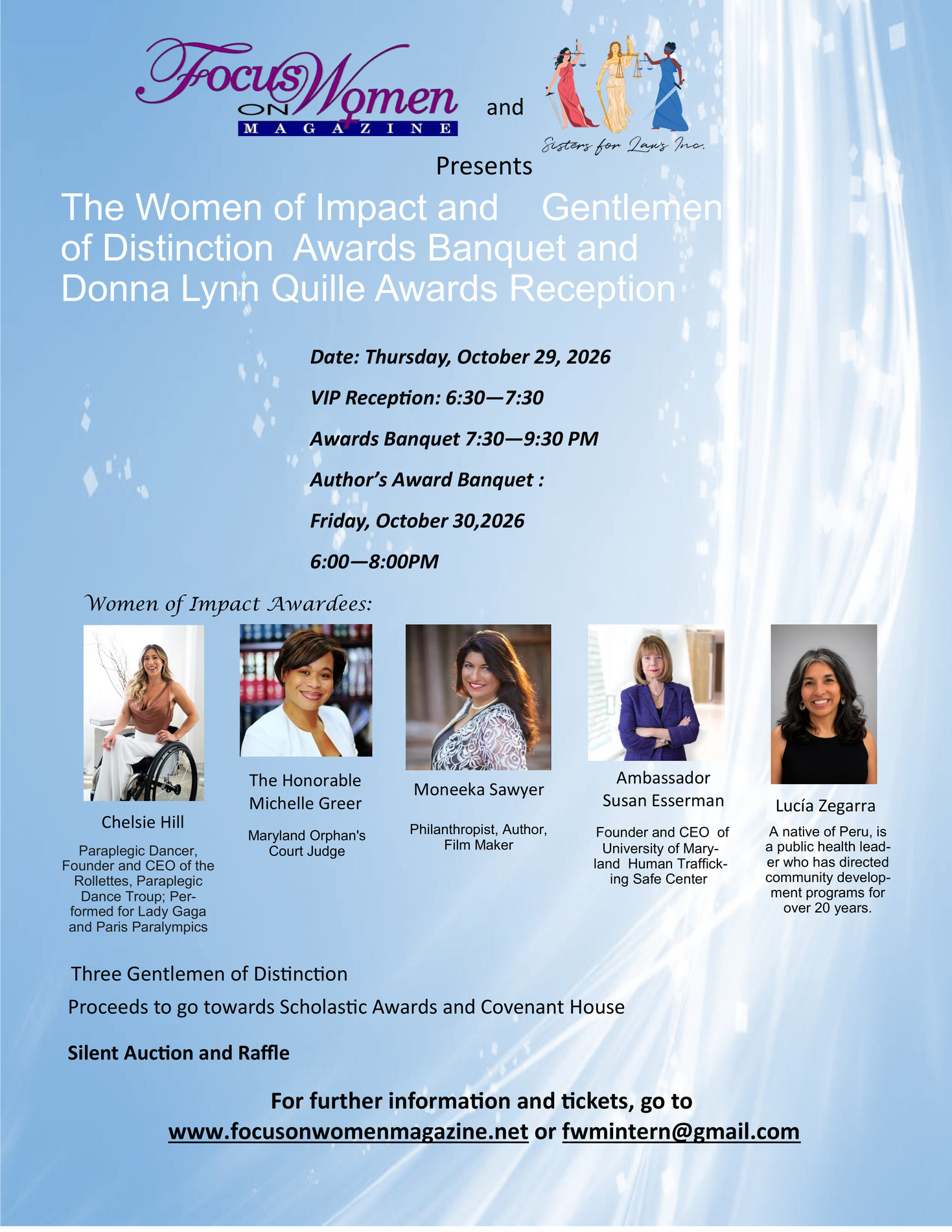 Flyer for the Women of Impact and Gentlemen of Distinction Awards Banquet, Thursday October 29 2026